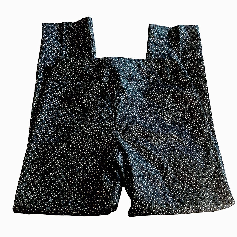 LISETTE Pull-On Skinny Slacks Sz 10 Checkered Polka Dot Black Navy Office Career